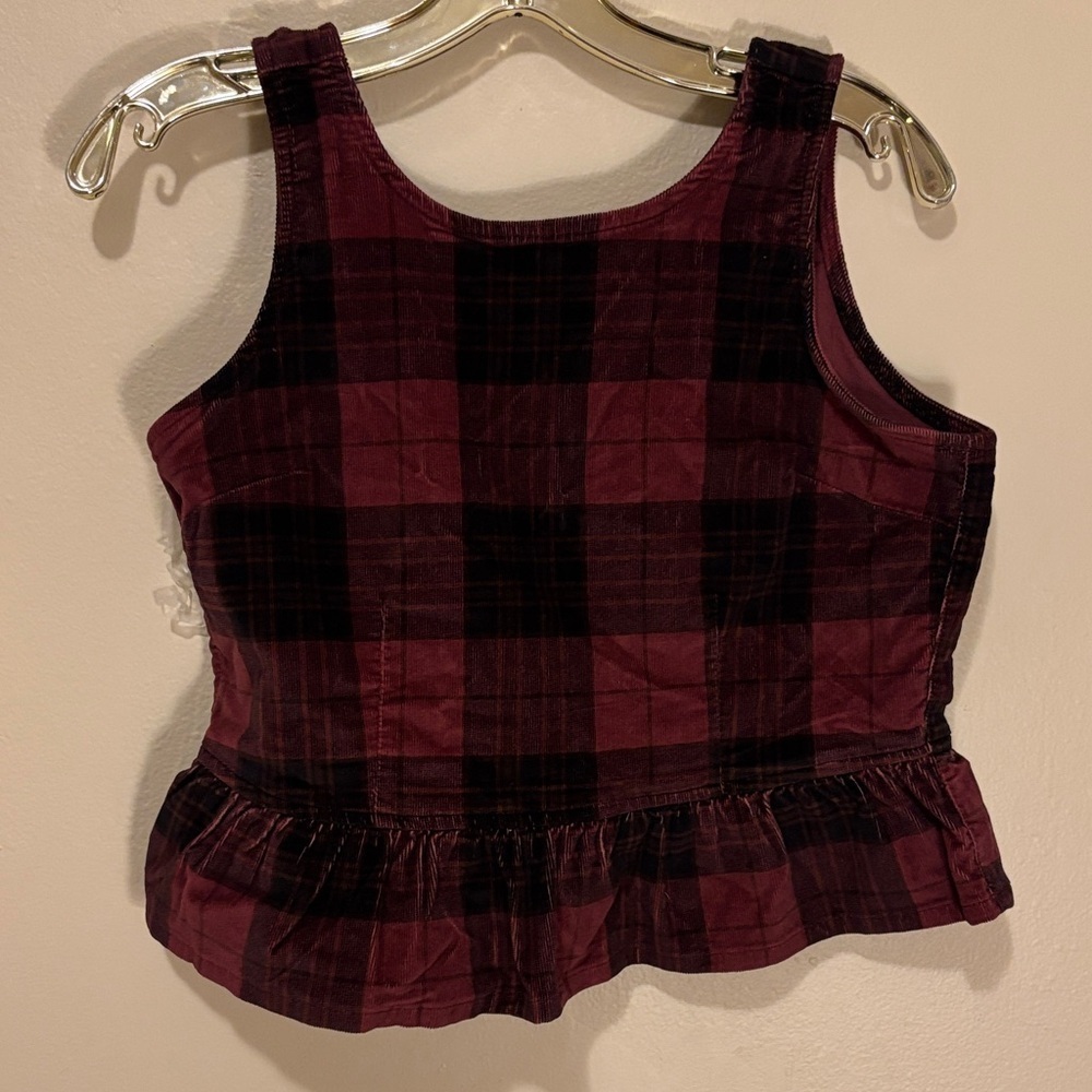 American Eagle Outfitters Burgundy Checkered Crop Top